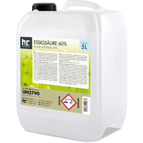 10 l Acide Acétique 60% (2 x 5 l) Produit technique - Fiable pour l'élimination des salissures tenaces