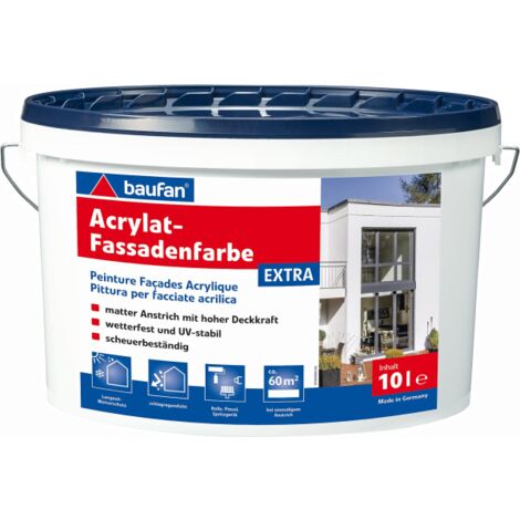 BAUFAN BAUCHEMIE LEIPZIG GMBH 10 L Baufan Acrylat Fassadenfarbe EXTRA weiß Ausführung: - Weiss