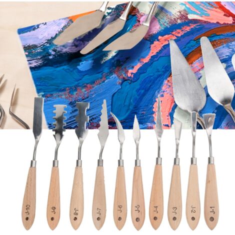 10 Lames de Grattoir Dentelé en Acier Inoxydable pour Art Peinture