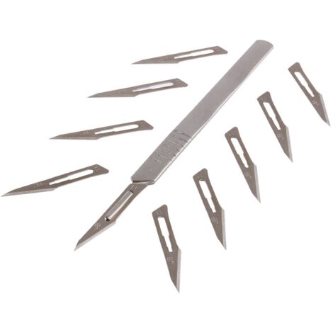 10 lames de scalpel chirurgical en acier carbone, manche inclus, pour PCB et outils médicaux