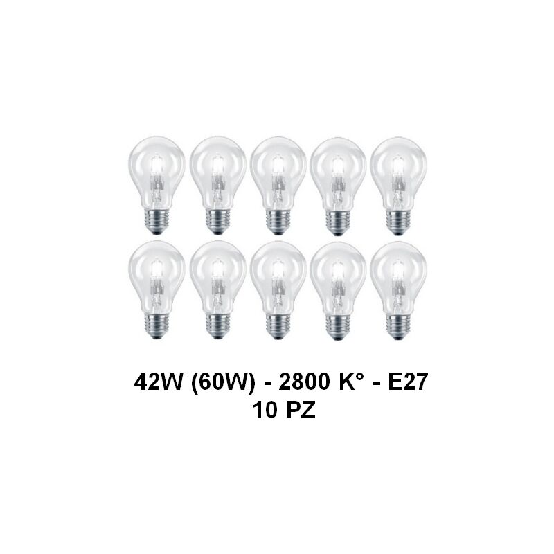 Grecoshop - 10 Lampada/Lampadina alogena a risparmio energetico 42W (60W) E27 Goccia Cilvani