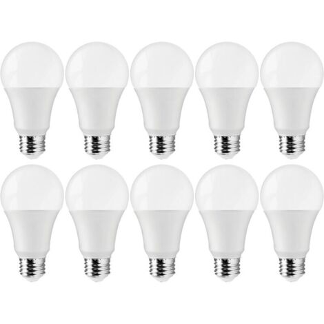 10 lampade LED E27 da 9W (equivalenti a 60 watt), bianco freddo