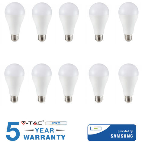 10 LAMPADINE LED 15W E27 V-TAC LAMPADINA SAMSUNG LUCE CALDA