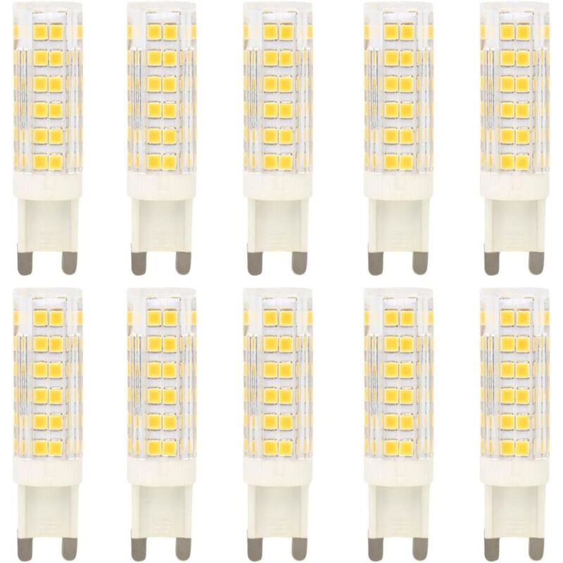 Image of 10 lampadine LED G9 da 7 W, 76 SMD 2835 LED, alta illuminazione, 700 lm, bianco caldo 3000 K, sostituisce lampadine alogene da 70 W, AC 220-240 V