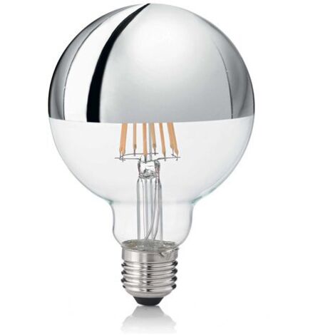 10 Lampadine Led Globo D95 E27 8 Watt 3000 K 520 Lm Trasparente Cromo