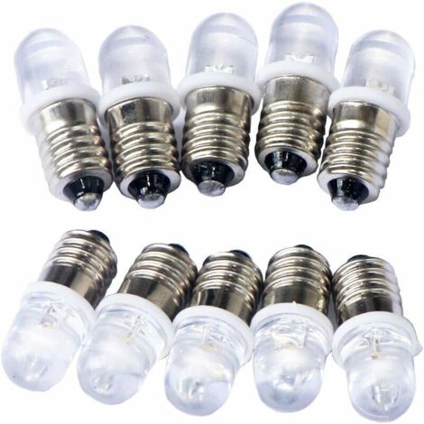 10 lampadine LED spot E10 12V, luce bianca calda