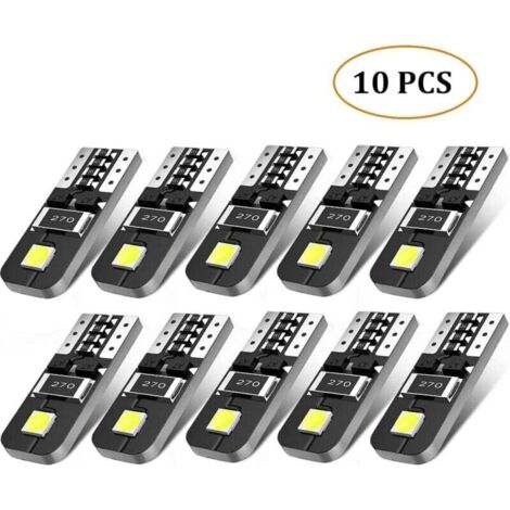 10 lampadine LED T10 per auto, lampada allo xeno, chipset 12V W5W 2825 6000K, ultra luminose, per luci di cortesia, luci laterali, targa, 12V, bianche
