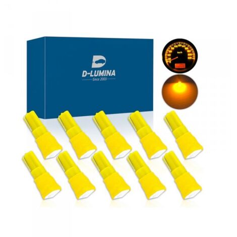 10 Lampadine Led T5 12V W1,2W Colore Giallo Arancione Con Smd 5050 Luci Cruscotto