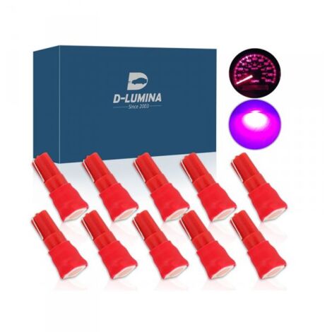 10 Lampadine Led T5 12V W1,2W Colore Rosa Pink Con 1 Smd 5050 Luci Cruscotto Auto