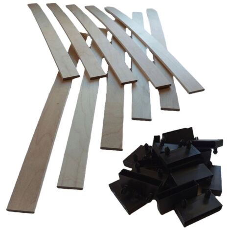 10 lattes bois + embouts - 680x53x8 mm - idéal réparer sommier / bz / clic clac