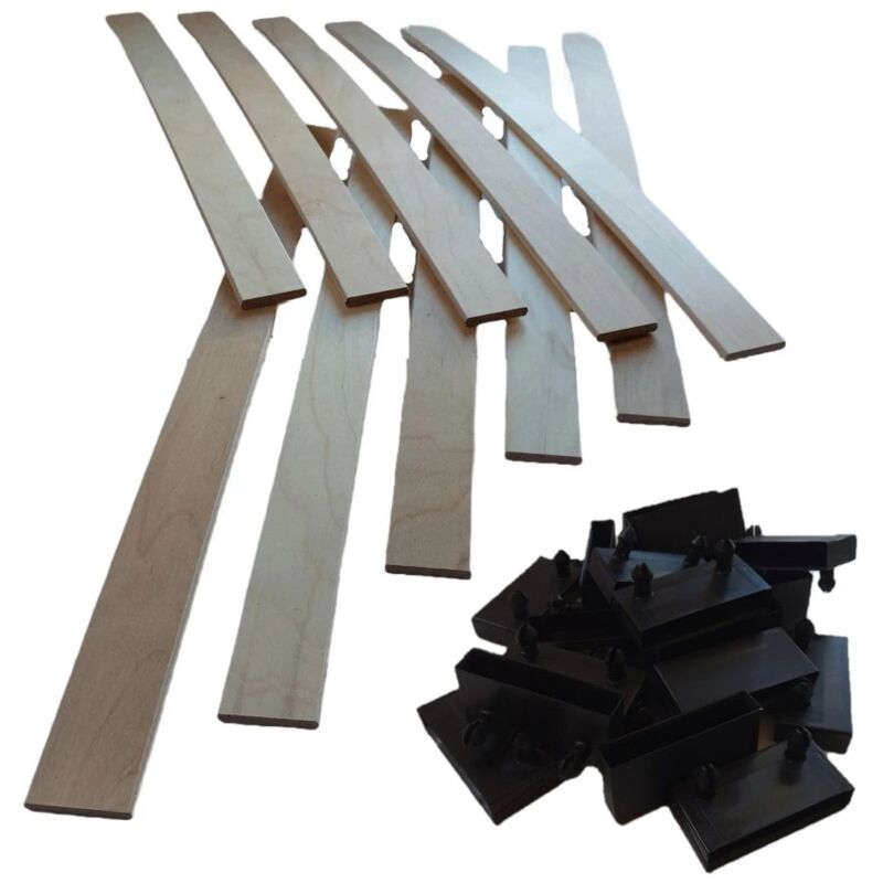 Aob Diffusion - 10 lattes bois + embouts - 780x53x8 mm - idéal réparer sommier / bz / clic clac
