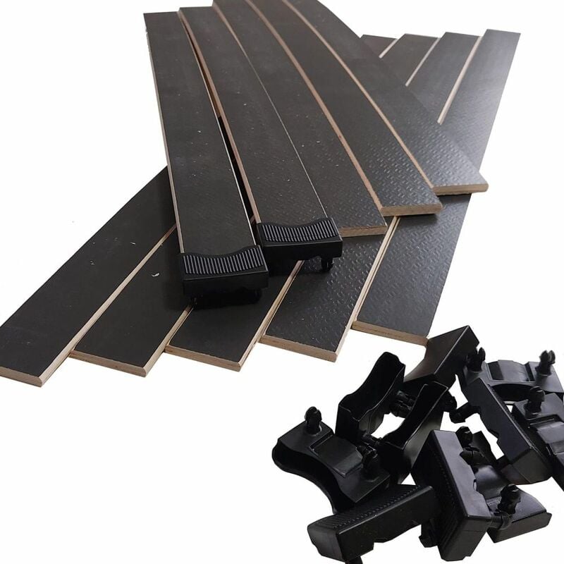 Aob Diffusion - 10 lattes grises + embouts - 680x48x8 mm - pour sommier / bz / clic clac