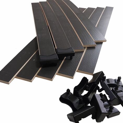 10 lattes grises + embouts - 680x48x8 mm - pour sommier / bz / clic clac