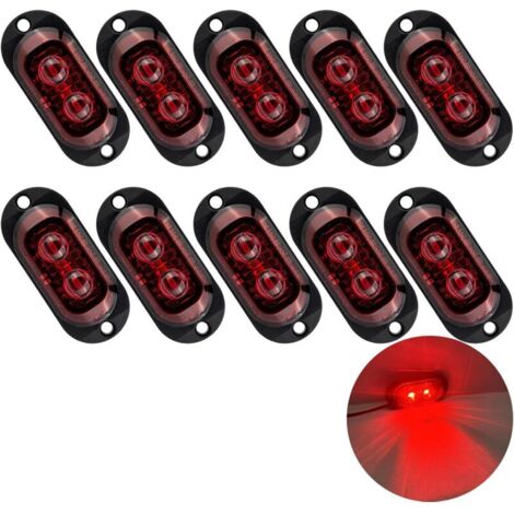 10 LED 12/24V Seitenmarkierungsleuchten, LED-Positionsleuchten, 3000K Warnleuchte für Anhänger, LKW, Wohnwagen (Rot)