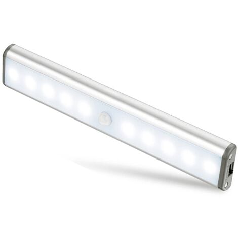 10 LED Lamps, Wireless, USB Rechargeable, Magnetic, Motion Sensor, Portable. Closet Light, Emergency Lamp, Children's Night Light, Supplement, Silver