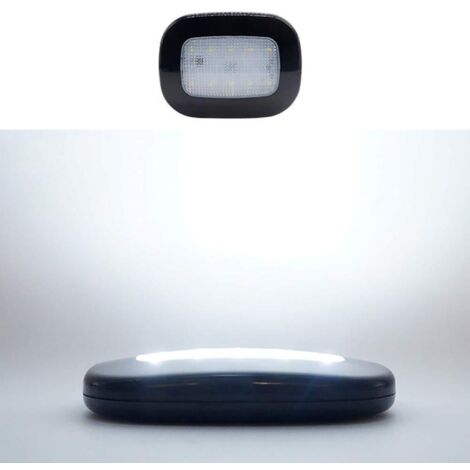 10 LED luce interna per auto, lampada da soffitto ricaricabile tramite USB da 12 V, luci di lettura per rimorchio/furgone/yacht/barca/roulotte (nero + bianco)