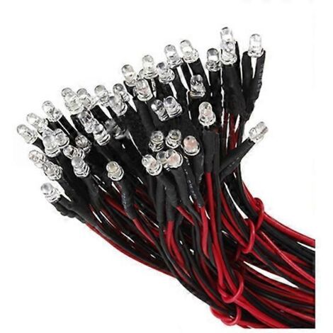10 LED rouges 12V 20cm pré-câblées 3mm--