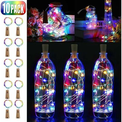 10 Led Wine Bottle Lights, Led Fairy Lights, Copper Wire Battery Wine Bottle Lights With Cork Light Garland For Diy Decoration Christmas Party Lig