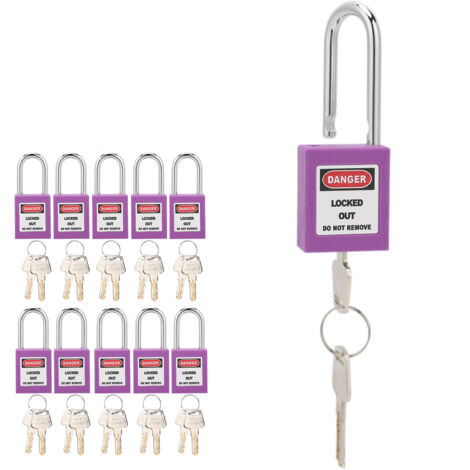 10 Lot de Cadenas à Code 38mm en Nylon Antirouille avec 20 Clés - Violet