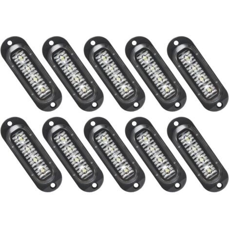 10 luces LED de posición lateral de 12/24 V, luces de gálibo LED, luz de advertencia para remolque, camión, caravana (blancas)