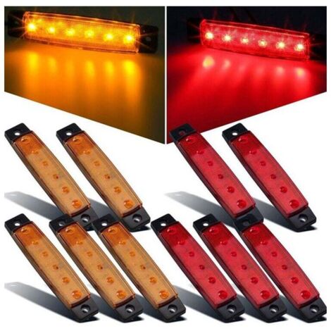 10 luces LED para roca, guardabarros, pasos de rueda, camiones, carritos de golf, Jeep Wrangler, RZR, todoterreno, F150, F250, motos de nieve (rojas y amarillas)