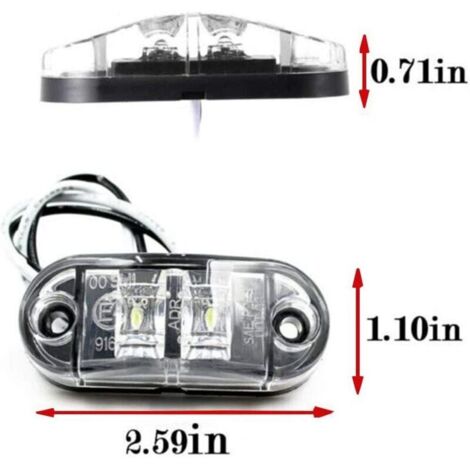 10 luci da lavoro 12V impermeabili per auto, luci di segnalazione posteriori, luci esterne per camion e rimorchi (bianche)