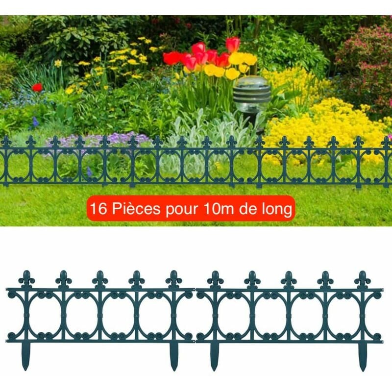 10 m De Bordure de jardin. Verte en Polypropylène. Style ancien et rustique - Vert