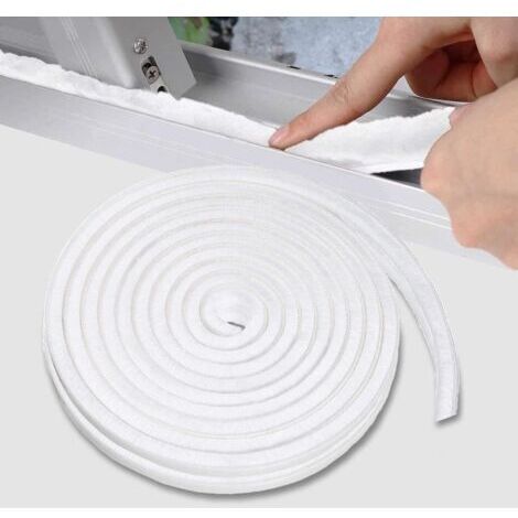 10 m (L) x 9 mm (L) x 9 mm (P), Guarnizione a spazzola per porte, bianca, Guarnizione per finestre per porte insonorizzate, Guarnizione a spazzola adesiva, Guarnizione a spazzola per porte scorrevoli,
