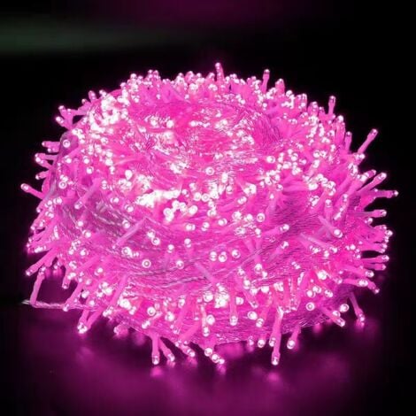 SERBIA 10 m lange, rosafarbene Lichterkette für den Außenbereich mit 100 LEDs – Weihnachtsdekoration für drinnen und draußen – Partygirlande für Hochzeiten und Gärten