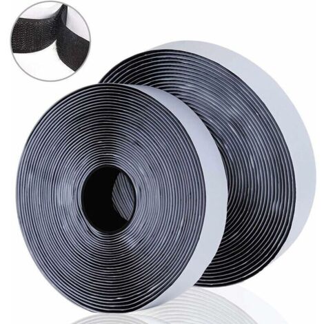 10 m selbstklebendes Klettband für Moskitonetze, Schwarz, 2 x 10 m