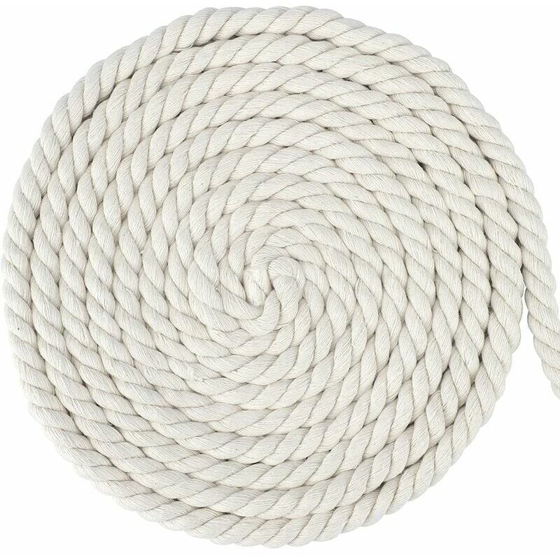 10 m weißes Baumwollseil Makramee-Seil 12 mm Makramee-Garn Makramee-Seil für DIY-Hängepflanzen-Wanddekoration, Weben von böhmischen Ornamenten | 07634066302735 10 m weißes Baumwollseil Makramee-Seil 12 mm Makramee-Garn Makramee-Seil für DIY-Hängepflanzen-Wanddekoration, Weben von böhmischen Ornamenten | 07634066302735