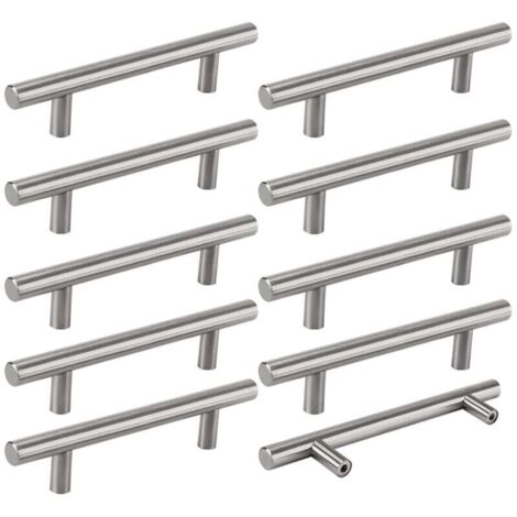 10 maniglie da cucina in argento, maniglie per mobili cave spazzolate, maniglie per porte in acciaio inossidabile, con viti, distanza di foratura 128 mm, per cassetti e ante di armadi