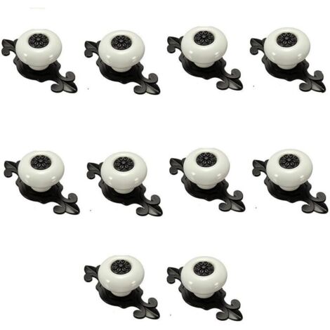 10 maniglie e pomelli per cassetti, pomelli per cassetti, maniglia per porta in ceramica (bianco con nero)
