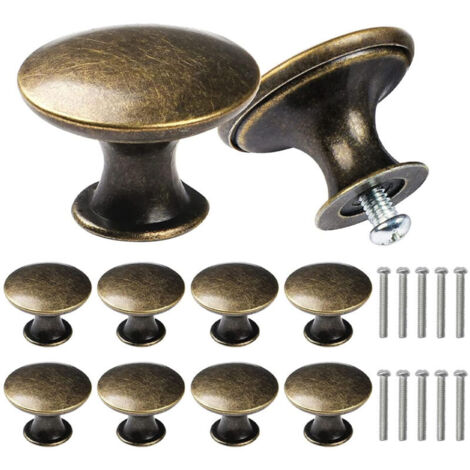 10 maniglie rotonde per cassetti in stile retrò vintage, maniglie semicircolari in metallo per ante di mobili, bronzo antico.