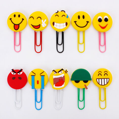 10 marque-pages emoji mignons, marque-pages trombones amusants, emojis originaux