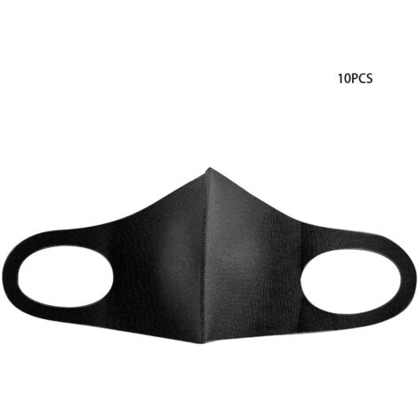 10 masques réutilisables anti-poussière et UV pour enfants - Noir - Lot de 10