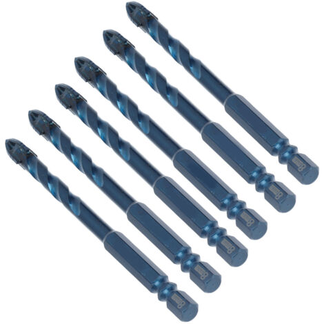 10 Mèches à Pointe Carbure pour Céramique, Verre, Marbre - Tige Hexagonale 1/4", Diamètre 8mm - Bleu Foncé