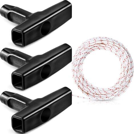 10 Meter 3,0 mm Rückstoßstarterseil Zugseil mit 3-teiligem Startergriff für Rasenmäherteile Kettensäge Trimmer Freischneider Motor,