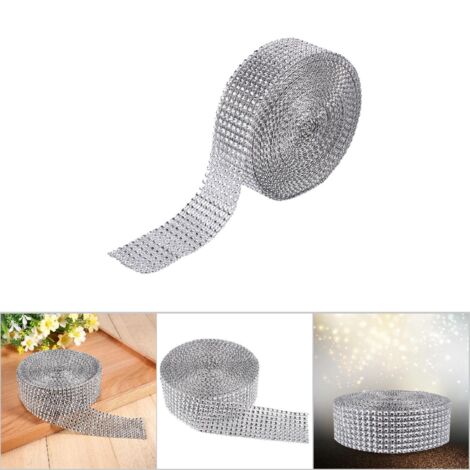 10 Meter langes Strass-Netzband, Diamantkristallrolle für Kunst- und Bastelprojekte, silberfarben