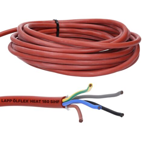 10 Meter Lapp 00460223 Ölflex Heat 180 Silikonleitung 5G2,5 mm² I Saunakabel 5x2,5 mm² I Saunaofen Kabel 10 m I Silikonkabel 5 x 2,5 mit grün-gelben Schutzleiter SiHF