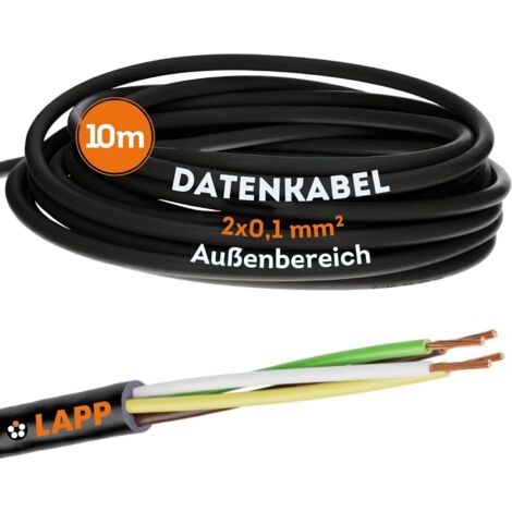 10 Meter Lapp 1030279 LiYY PVC- Steuerleitung 2x0,1 mm² schwarz I LED Kabel 2 adrig I Datenleitung I Signalleitung I lötbares Kabel