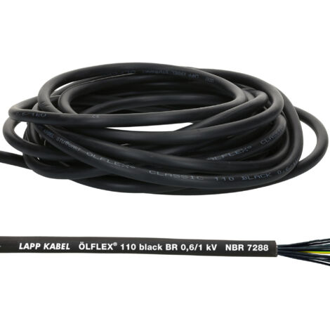 10 Meter Lapp 1120341 Ölflex Classic 110 Black 0,6/1kV PVC Steuerleitung 7x0,75 mm² mit Schutzleiter I Außenbereich I flammwidrig I Kabel 7 adrig I Anschlussleitung 7G0,75