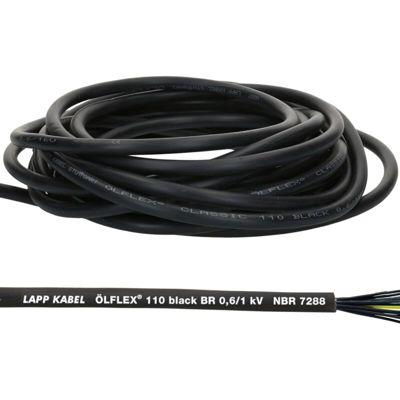 10 Meter Lapp 1120342 Ölflex Classic 110 Black 0, 6/1kv Pvc Steuerleitung 4x2, 5 Mm² Mit Schutzleiter I Außenbereich I Flammwidrig I Kabel 4 Adrig