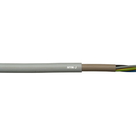10 Meter Lapp 16000053 NYM-J Stromkabel 4G2,5 mm² I Normleitung mit grün-gelbem Schutzleiter für Innenausbauten I Kabel 4x2,5 für Elektroinstallation I Feuchtraumkabel grau