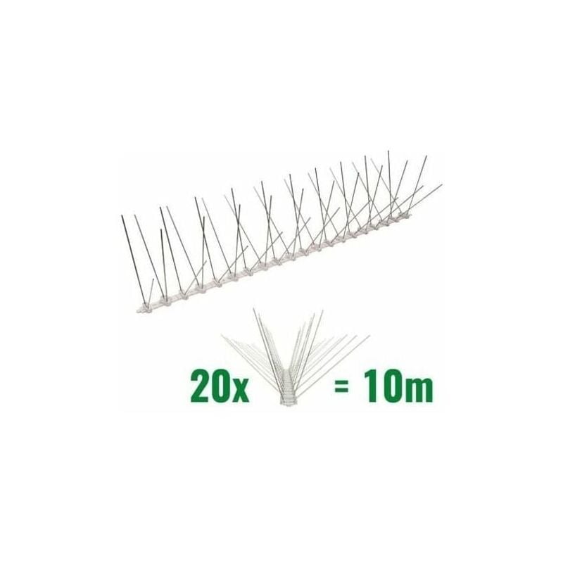 10 mètre pics anti pigeons 4 rangées en polycarbonate - solution de qualité pour contrôle des oiseaux