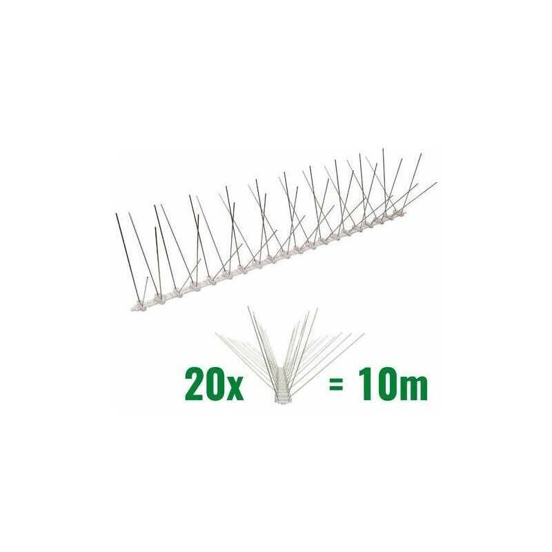 SNQ - 10 mètre pics anti pigeons 4 rangées en polycarbonate - solution de qualité pour contrôle des oiseaux,
