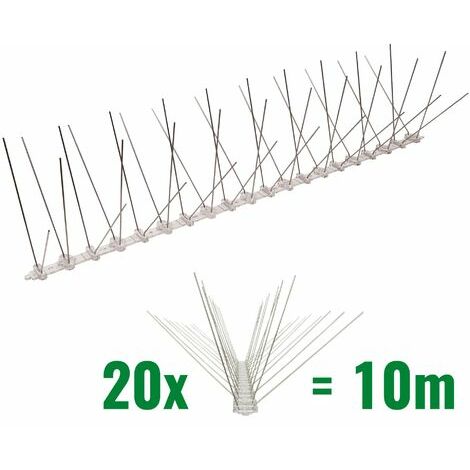 10 mètre pics anti pigeons 4 rangées en polycarbonate - solution de qualité pour contrôle des oiseaux