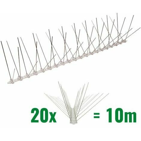 10 mètre pics anti pigeons 4 rangées en polycarbonate - solution de qualité pour contrôle des oiseaux