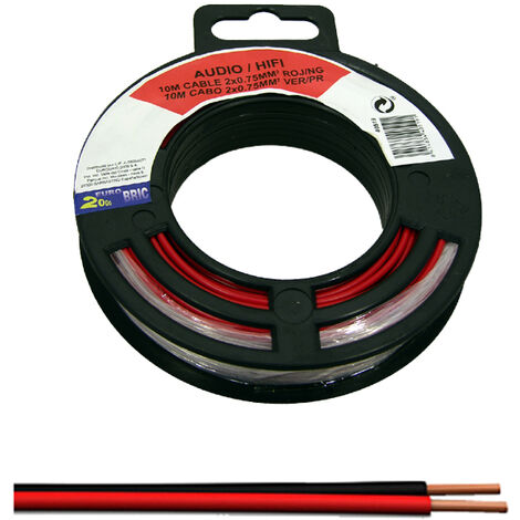 10 metros cable paralelo AUDIO 2x0,75mm² Bicolor Rojo/Negro