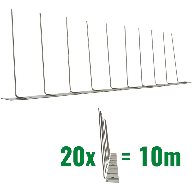 

10 metros de Púas antipalomas V2A-Titan con base de acero inoxidable - 1-hileras de Púas antipalomas la solución de calidad para el control de aves